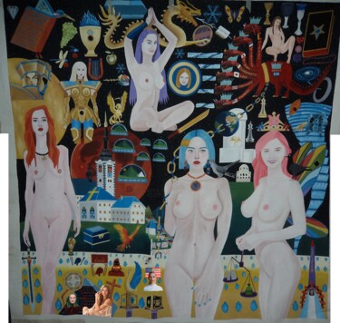 Schilderij getiteld "El Dia de Jehova Ca…" door Raul Fernando Zambrana, Origineel Kunstwerk, Acryl