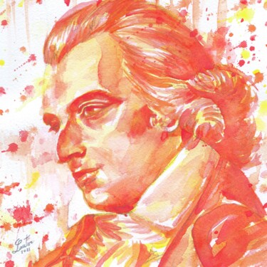 Peinture intitulée "FRIEDRICH SCHILLER" par Lautir, Œuvre d'art originale, Aquarelle