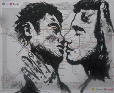Peinture intitulée "Berlin, two boys in…" par Erik Hils, Œuvre d'art originale, Acrylique
