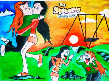 Painting titled "The Sisters" by Kishore Bishoi, Original Artwork, Acrylic