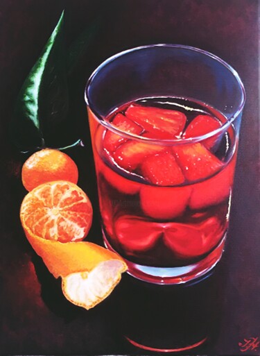 Fruit Cocktail Jello and Tangerine Peinture intitulée "Fruit Cocktail Jell…" par Tetyana Hamilton, Œuvre d'art originale, Huile