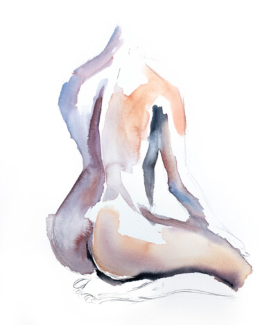 Nude No. 32 绘画 标题为“Nude No. 32” 由Elizabeth Becker, 原创艺术品, 水彩