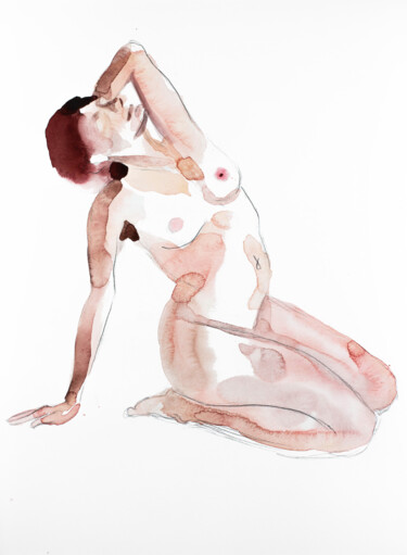 제목이 "Nude No. 54"인 미술작품 Elizabeth Becker로, 원작, 수채화