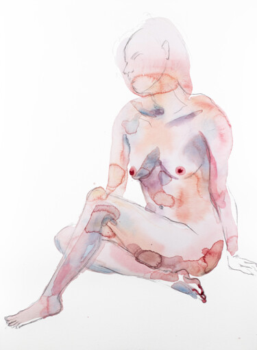 Nude No. 56 Ζωγραφική με τίτλο "Nude No. 56" από Elizabeth Becker, Αυθεντικά έργα τέχνης, Ακουαρέλα