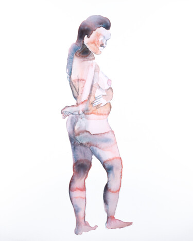 绘画 标题为“Nude No. 60” 由Elizabeth Becker, 原创艺术品, 水彩