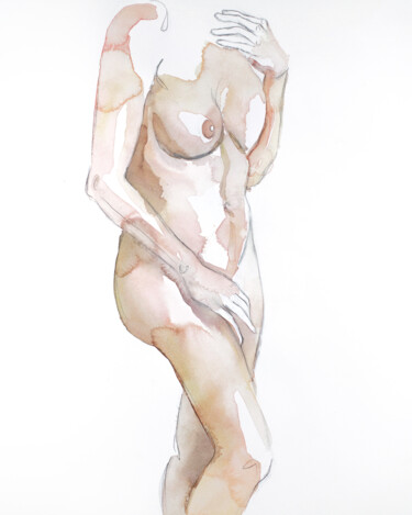 Nude No. 83 Ζωγραφική με τίτλο "Nude No. 83" από Elizabeth Becker, Αυθεντικά έργα τέχνης, Ακουαρέλα