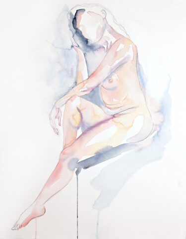 Nude No. 86 Malarstwo zatytułowany „Nude No. 86” autorstwa Elizabeth Becker, Oryginalna praca, Akwarela