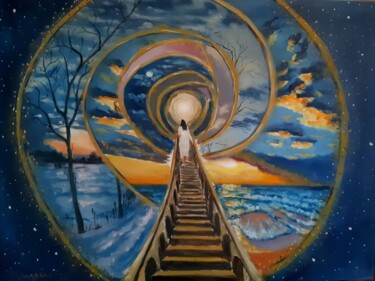 Malerei mit dem Titel "spiritwalker" von Dejan Gulicoski, Original-Kunstwerk, Öl Auf Keilrahmen aus Holz montiert