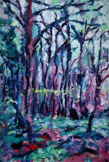 Painting titled "Walk in the woods 2" by Paul Mckee, Original Artwork, Oil