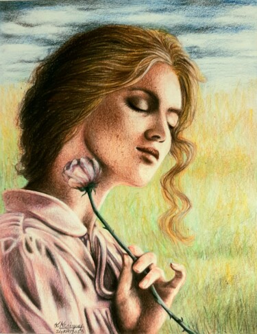 Drawing titled "Un peu de douceur" by Laurence Keriguy, Original Artwork, Pencil