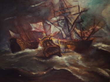Peinture intitulée "D'après Willem Van…" par Amazeigh Bouzékri, Œuvre d'art originale, Huile