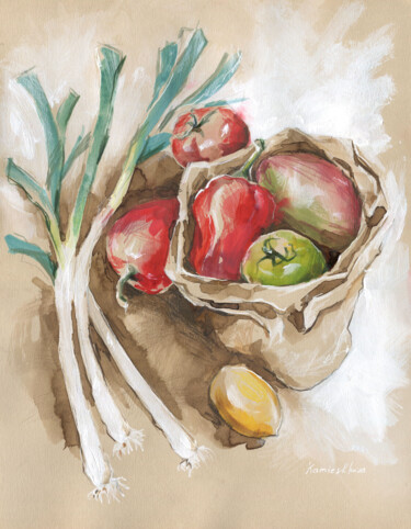 Fresh vegetables from the fermers' market Painting titled "Fresh vegetables fr…" by Olga Yakymenko, Original Artwork, Acrylic