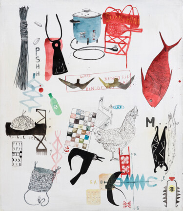 Peinture intitulée "Sao-kikko-bingo" par Stéphane Foucaud, Œuvre d'art originale, Acrylique Monté sur Châssis en bois