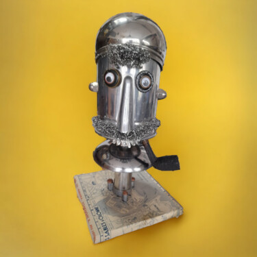 Sculpture titled "LE VIEUX A LA PIPE" by Catherine Delaforge (KTY95), Original Artwork, Aluminium