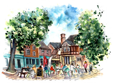 Peinture intitulée "A Square In York 02" par Miki De Goodaboom, Œuvre d'art originale, Aquarelle