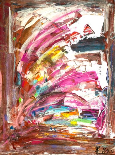 Painting titled "Energie_Avec des co…" by Regine Blot, Original Artwork, Acrylic Mounted on Wood Panel