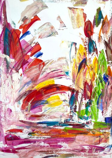 Painting titled "Energie_En rouge, v…" by Regine Blot, Original Artwork, Acrylic Mounted on Wood Panel