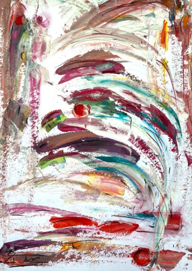 Painting titled "Energie_Tourbillons…" by Regine Blot, Original Artwork, Acrylic Mounted on Wood Panel