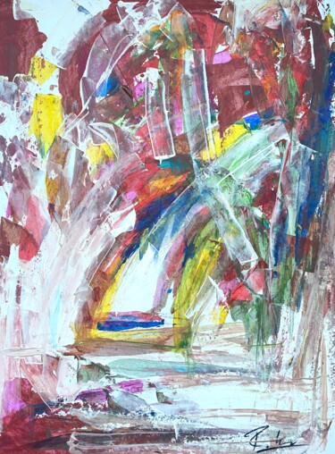 Painting titled "Avalanche en couleur" by Regine Blot, Original Artwork, Acrylic Mounted on Wood Panel