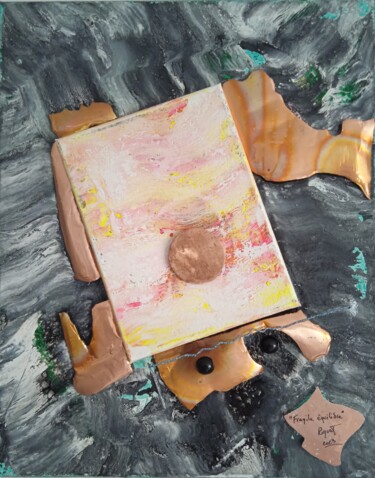 Painting titled "" Fragile équilibre…" by Riquet Faure, Original Artwork, Oil Mounted on Wood Stretcher frame