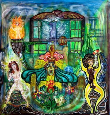 绘画 标题为“Das Koboldhaus” 由Annemarie Stelzer, 原创艺术品, 彩画