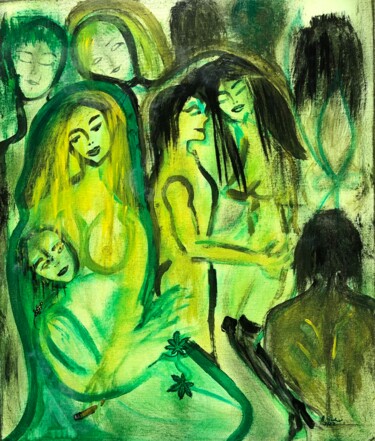 Pittura intitolato "Hanfträume" da Annemarie Stelzer, Opera d'arte originale, Tempera