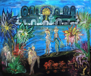 Pittura intitolato "Die Liebesinsel" da Annemarie Stelzer, Opera d'arte originale, Tempera