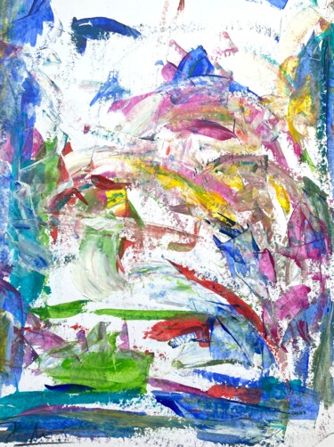 Painting titled "Ambiance aquatique…" by Regine Blot, Original Artwork, Acrylic Mounted on Wood Panel