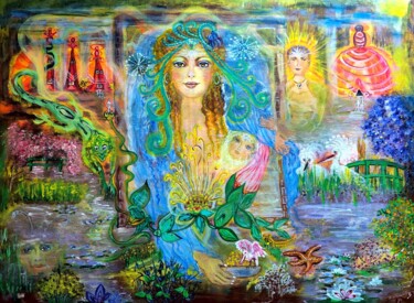 Pittura intitolato "Feen-Garten" da Annemarie Stelzer, Opera d'arte originale, Tempera
