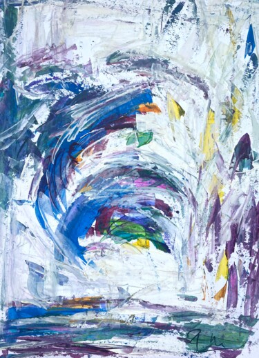 Painting titled "Mouvements de vent…" by Regine Blot, Original Artwork, Acrylic Mounted on Wood Panel