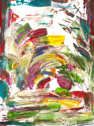 Painting titled "Eruption en couleur" by Regine Blot, Original Artwork, Acrylic Mounted on Wood Panel