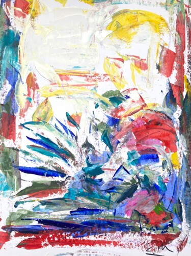 Painting titled "Inspiration florale…" by Regine Blot, Original Artwork, Acrylic Mounted on Wood Panel