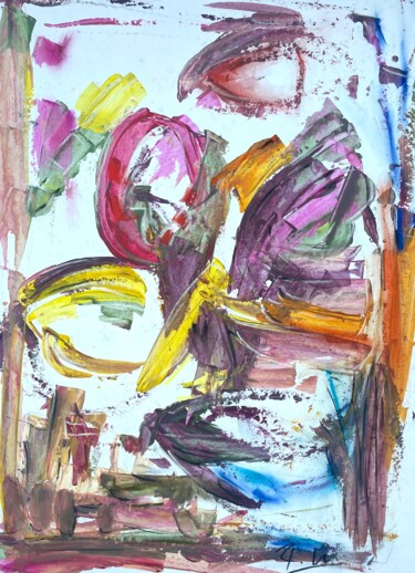 Painting titled "Mouvements en haute…" by Regine Blot, Original Artwork, Acrylic Mounted on Wood Panel