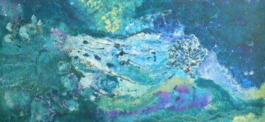 Painting titled "Aqua Profundis" by Bénie, Original Artwork, Acrylic Mounted on Wood Panel