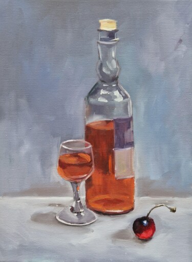 Still life with a bottle (7) Ζωγραφική με τίτλο "Still life with a b…" από Tatiana Karchevskaya, Αυθεντικά έργα τέχνης, Λάδι