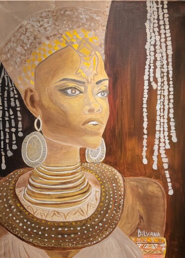Peinture intitulée "Beautiful lady with…" par Dilyana Simeonova, Œuvre d'art originale, Huile