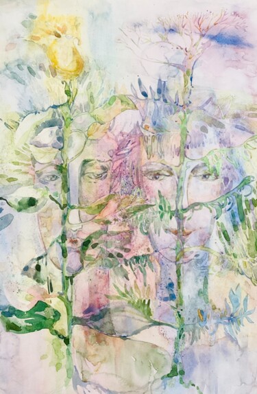 Painting titled "Il  Paradiso" by Helene Manoli, Original Artwork, Watercolor