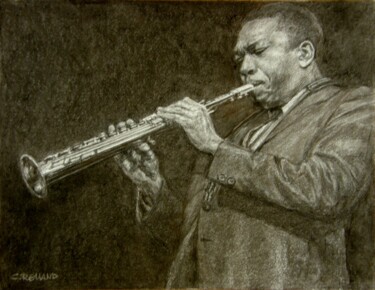 Dessin intitulée "fusain jazz 30" par Christian Rolland, Œuvre d'art originale, Fusain