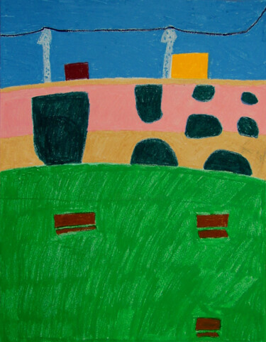 Tekening getiteld "Viznar" door Guillaume Chocu (YAUME-C), Origineel Kunstwerk, Pastel Gemonteerd op Houten paneel
