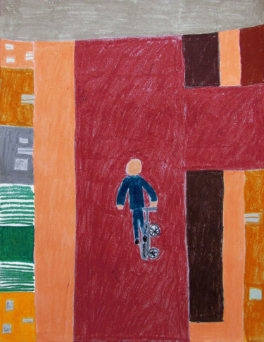 Disegno intitolato "Trottinette" da Guillaume Chocu (YAUME-C), Opera d'arte originale, Pastello Montato su Pannello di legno