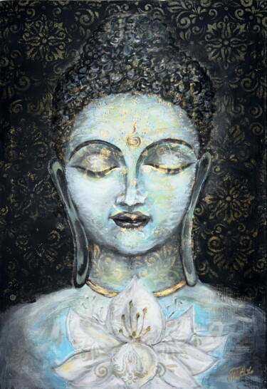 绘画 标题为“"Sourire De Bouddha"” 由Мадина Таирова, 原创艺术品, 油 安装在木质担架架上