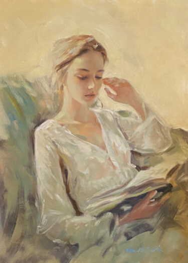 The Reader Peinture intitulée "The Reader" par William Oxer, Œuvre d'art originale, Huile