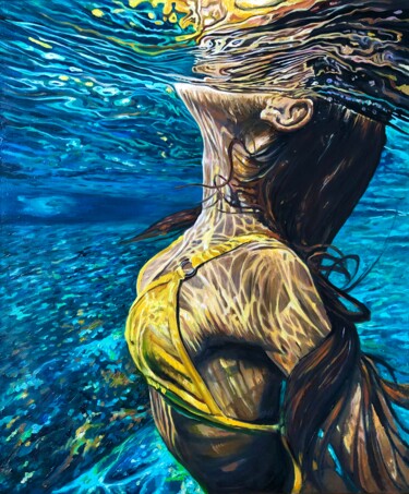 Peinture intitulée "Dive 2" par Daria Dudochnykova, Œuvre d'art originale, Huile