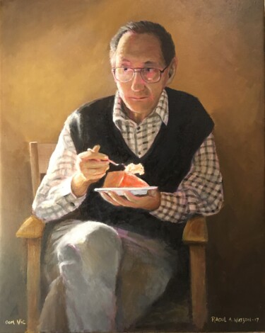 Schilderij getiteld "Oom Vic" door Raoul Watson, Origineel Kunstwerk, Olie