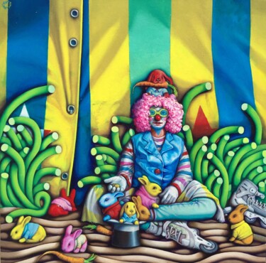 제목이 "Clown"인 미술작품 Carlo Petrini로, 원작, 기름