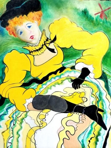 绘画 标题为“Cancan- Jane AVRIL” 由Matray Marie-Christine, 原创艺术品, 油 安装在木质担架架上