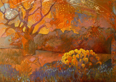Malerei mit dem Titel "Fairy Park" von Natalia Kaza, Original-Kunstwerk, Acryl
