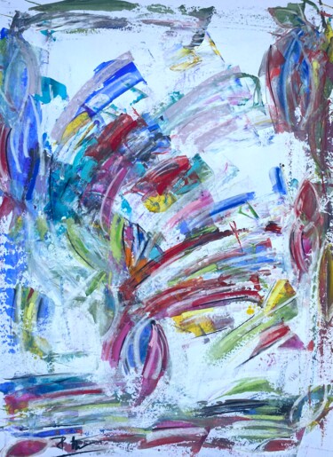 Painting titled "Taches explosives s…" by Regine Blot, Original Artwork, Acrylic Mounted on Wood Panel