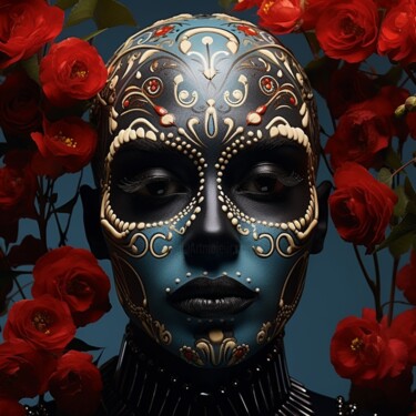 Arts numériques intitulée "SKULL #02" par Anki, Œuvre d'art originale, Image générée par l'IA Monté sur Autre panneau rigide
