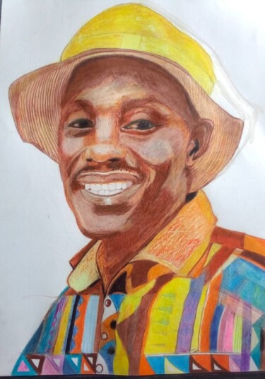 Tekening getiteld "Auto portrait" door Didier Donatien Alihonou, Origineel Kunstwerk, Potlood